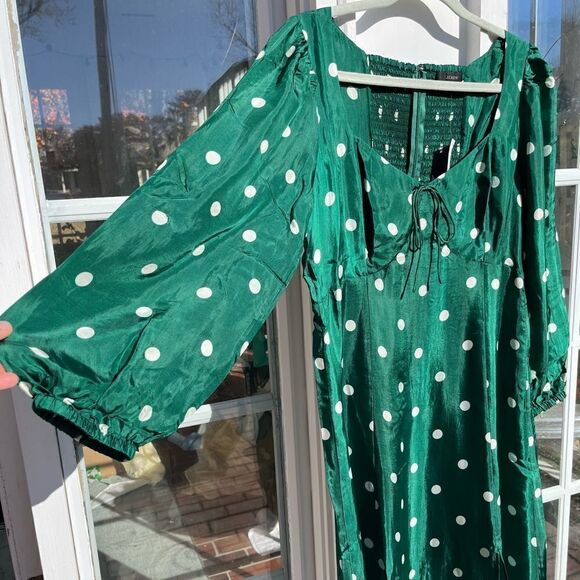 J Crew Sweetheart Long Sleeve Midi Dress in Polka Dot NWT - Picture 6 of 13